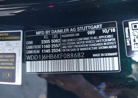 2019 Mercedes-Benz E 450 from USA, damaged, VIN WDD1J6HB6KF088682